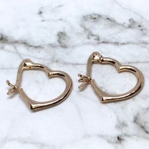 NEW 14K Gold Layered on Heart Shaped Hoop Earrings
